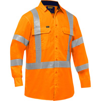 Bisley&reg; X-Back Long Sleeve Work Shirt with X-Airflow, Poly-Cotton, Small, High Visibility Orange Superchem Industries