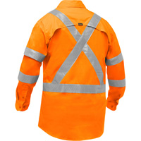 Bisley&reg; X-Back Long Sleeve Work Shirt with X-Airflow, Poly-Cotton, Small, High Visibility Orange Superchem Industries