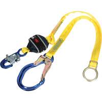 Tie-Back Web Shock-Absorbing Lanyard, 6', Rebar Hook Center, Snap Hook Leg Ends, Polyester Superchem Industries
