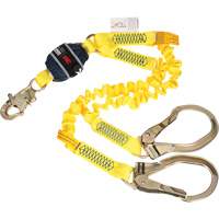 Twin-Leg Stretch Web Shock-Absorbing Lanyard, 6', Rebar Hook Center, Snap Hook Leg Ends Superchem Industries