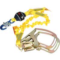 Twin-Leg Stretch Web Shock-Absorbing Lanyard, 6', Rebar Hook Center, Snap Hook Leg Ends Superchem Industries