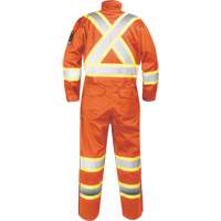 Fire-Resistant Coverall with High-Visibility Bands, Size Small, Orange Superchem Industries