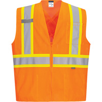 Veste de s&eacute;curit&eacute; &agrave; bandes contrastantes, Orange haute visibilit&eacute;, Petit, Polyester Superchem Industries