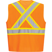 Veste de s&eacute;curit&eacute; &agrave; bandes contrastantes, Orange haute visibilit&eacute;, Petit, Polyester Superchem Industries