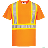 T-shirt de s&eacute;curit&eacute; &agrave; bandes contrastantes, Polyester, Petit, Orange haute visibilit&eacute; Superchem Industries