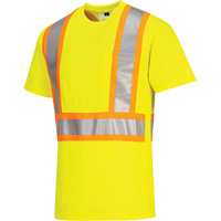 T-shirt de s&eacute;curit&eacute; &agrave; bandes contrastantes, Polyester, Petit, Jaune lime haute visibilit&eacute; Superchem Industries