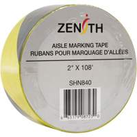 Aisle Marking Tape, 2" x 108', PVC, Black and Yellow Superchem Industries