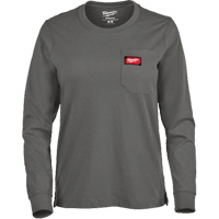 GRIDIRON Long Sleeve Pocket T-Shirt, Women's, X-Small, Grey Superchem Industries