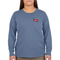GRIDIRON Long Sleeve Pocket T-Shirt, Women's, X-Small, Blue Superchem Industries