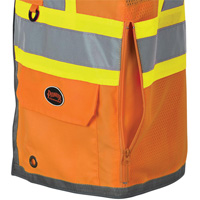 Veste de s&eacute;curit&eacute; pour arpenteur Pioneer avec fermeture &agrave; glissi&egrave;re et dos en maille, Orange haute visibilit&eacute;, Petit, Polyester Superchem Industries