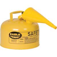 Safety Can for Diesel with Funnel, Type I, Galvanized Steel, 2.5 US gal., Yellow, FM Approved/UL/ULC Listed Superchem Industries
