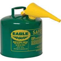 Safety Can for Combustibles with Funnel, Type I, Galvanized Steel, 5 US gal., Green, FM Approved/UL/ULC Listed Superchem Industries