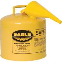 Safety Can for Diesel with Funnel, Type I, Galvanized Steel, 5 US gal., Yellow, FM Approved/UL/ULC Listed Superchem Industries