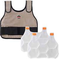 Chill-Its 6230 Standard Phase Change Cooling Vest with Rechargeable Packs, Small/Medium, Khaki Superchem Industries