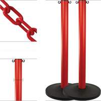 Industrial Stanchion Kit with Plastic Chain, 37" High, Red Superchem Industries
