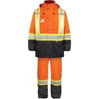 High-Visibility 150-Deniers Rain Suit, Polyester, Small, High Visibility Orange Superchem Industries