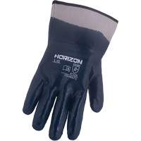 Gants bleu marine avec manchettes renforc&eacute;es &agrave; entoilage coll&eacute; Horizon, Moyen, R&ecirc;vetement Nitrile, Enveloppe en Jersey/Coton Superchem Industries
