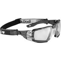 RUSH+ 2.0 XP Small Safety Glasses with Black & Grey Frame, Clear Lens, Anti-Fog/Anti-Scratch, ANSI Z87+ Superchem Industries