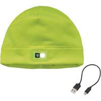 N-Ferno&reg; Winter Skull Cap with LED Rechargeable Light, Fleece Lining, One Size, High-Visibility Lime Green Superchem Industries