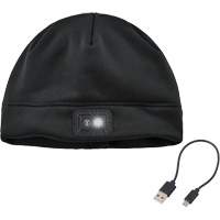 N-Ferno&reg; Winter Skull Cap with LED Rechargeable Light, Fleece Lining, One Size, Black Superchem Industries
