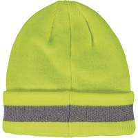 N-Ferno&reg; Reflective, Cuffed Rib Knit Winter Hat, Acrylic Lining, One Size, High-Visibility Lime Green Superchem Industries