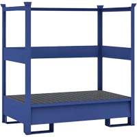 2-Drum Blue Transport Spill Containment Pallet with Side Rails, 66 US gal. Spill Capacity, 55" x 34" x 58" Superchem Industries