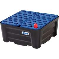 Bac de r&eacute;tention noir et bleu avec caillebotis, 15,8" lo x 15,8" la x 7,1" h, Cap. de d&eacute;versement 5.3 gal. US Superchem Industries
