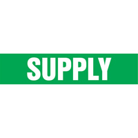 Marqueurs de tuyau "Supply", Autocollant, 4" h x 24" la, Blanc/vert Superchem Industries