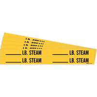 Marqueurs de tuyau avec espace vierge suivi de LB. Steam, Autocollant, 1-1/8" h x 7" la, Noir sur jaune Superchem Industries