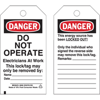Lockout Tags, Plastic, 3" W x 5-3/4" H, English Superchem Industries