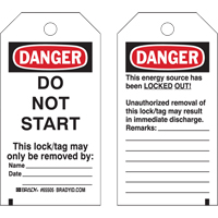 Lockout Tags, Plastic, 3" W x 5-1/2" H, English Superchem Industries