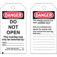 Lockout Tags, Plastic, 3" W x 5-3/4" H, English Superchem Industries