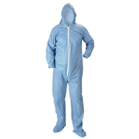 Pyrolon&reg; Plus 2 FR Hooded Coveralls With Boots, Small, Blue, FR Treated Fabric Superchem Industries