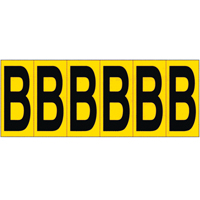 Individual Adhesive Letter Markers, B, 2-15/16" H, Black on Yellow Superchem Industries