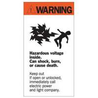 "Warning Hazardous Voltage" Sign, 8" x 4-1/2", Acrylic, English with Pictogram Superchem Industries