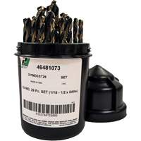 Foret pour m&eacute;canicien s&eacute;rie courte 135° - 1/16" &agrave; 1/2" par 1/64", 29 morceaux, Acier rapide Superchem Industries