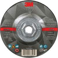 Quick Change Silver Depressed Centre Grinding Wheel 87446, 5" x 1/4", 5/8"-11 Arbor, Type 27, Ceramic Superchem Industries