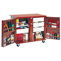 Rolling Work Bench, 49-7/8" W x 40-5/8" H x 26-7/8" D, 24.6 Cubic Feet Capacity Superchem Industries