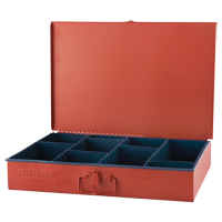 Compartment Box With 12 Adjustable Compartments, 12" D x 18" W x 3" H, Red Superchem Industries