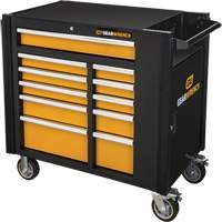 Powered Tool Cart, 11 Drawers, 42-1/2" W x 24-7/16" D x 41" H, Black/Orange Superchem Industries