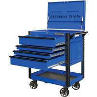 EX Deluxe Series Tool Cart, 4 Drawers, 22-7/8" L x 33" W x 44-1/4" H, Blue Superchem Industries