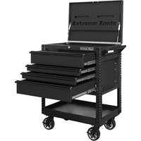 EX Deluxe Series Tool Cart, 4 Drawers, 22-7/8" L x 33" W x 44-1/4" H, Black Superchem Industries