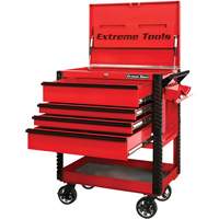 EX Deluxe Series Tool Cart, 4 Drawers, 22-7/8" L x 33" W x 44-1/4" H, Red Superchem Industries
