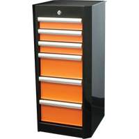 Side Rider Tool Drawer, 6 Drawers, 16" W x 18" D x 34" H, Black/Orange Superchem Industries