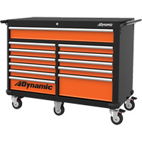 Roller Cabinet, 12 Drawers, 53" W x 24" D x 41" H, Black/Orange Superchem Industries