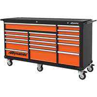 Roller Cabinet, 17 Drawers, 71" W x 24" D x 41" H, Black/Orange Superchem Industries