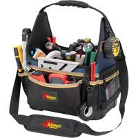 Molded Base Electrical/HVAC Tool Carrier, Ballistic Polyester, 20 Pockets, Black/Blue Superchem Industries