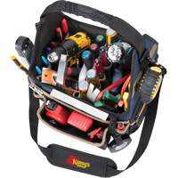 Molded Base Electrical/HVAC Tool Carrier, Ballistic Polyester, 20 Pockets, Black/Blue Superchem Industries