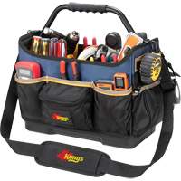 Molded Base Open-Top Tool Box, Ballistic Polyester, 17 Pockets, Black/Blue Superchem Industries