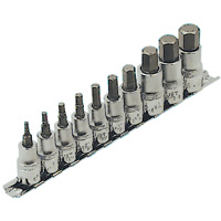 HSW3812-10 SAE Bit Socket Set, Hex, 1/2"/3/8" Drive, 10 Pcs Superchem Industries